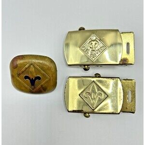 Vintage Cub Scout Belt Buckles + Neck Tie Slide Lot Boy Scouts BSA Scouting